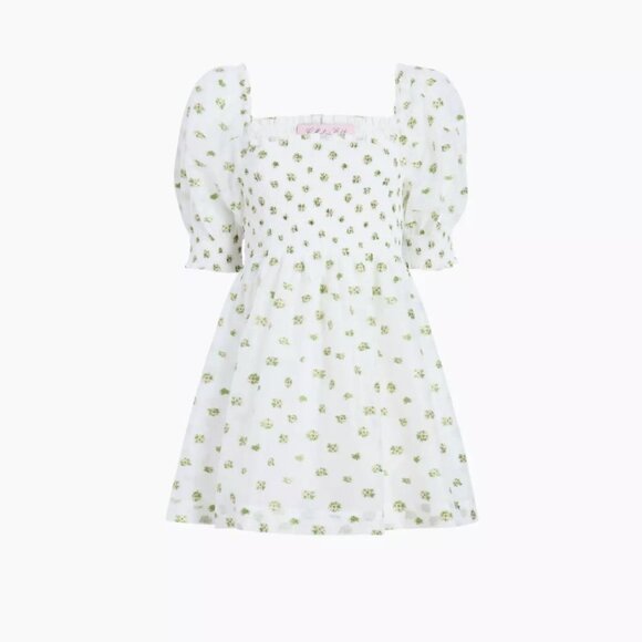 NWT Hill House Home The Organza Athena Nap Dress | Small Olive Floral Jacquard - Picture 5 of 8